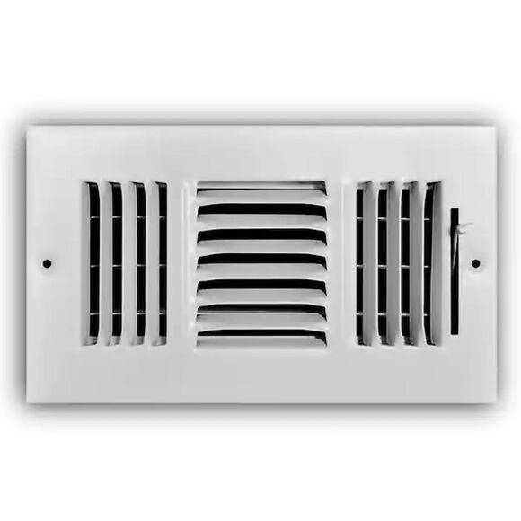 8 in. x 4 in. 3-Way Steel Wall/Ceiling Register, White, w/ Damper, W/O Hardware - Picture 3 of 5